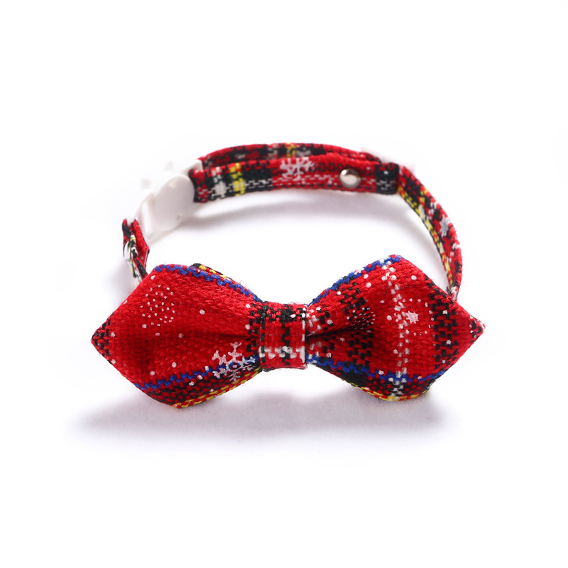 Amazon Snowflake Navidad Red Plaid ajustable pet corbata collar campana arco gatos perros collar perro