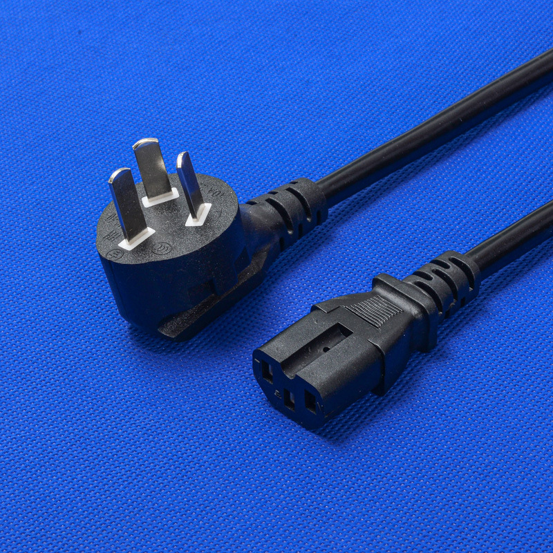 国标三插凹槽品字尾电源线10A三孔0.75平方凹槽U型品字尾电源线