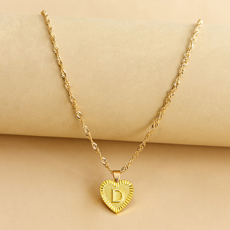 Simple Style Letter Heart Shape Alloy Plating Women's Pendant Necklace display picture 5