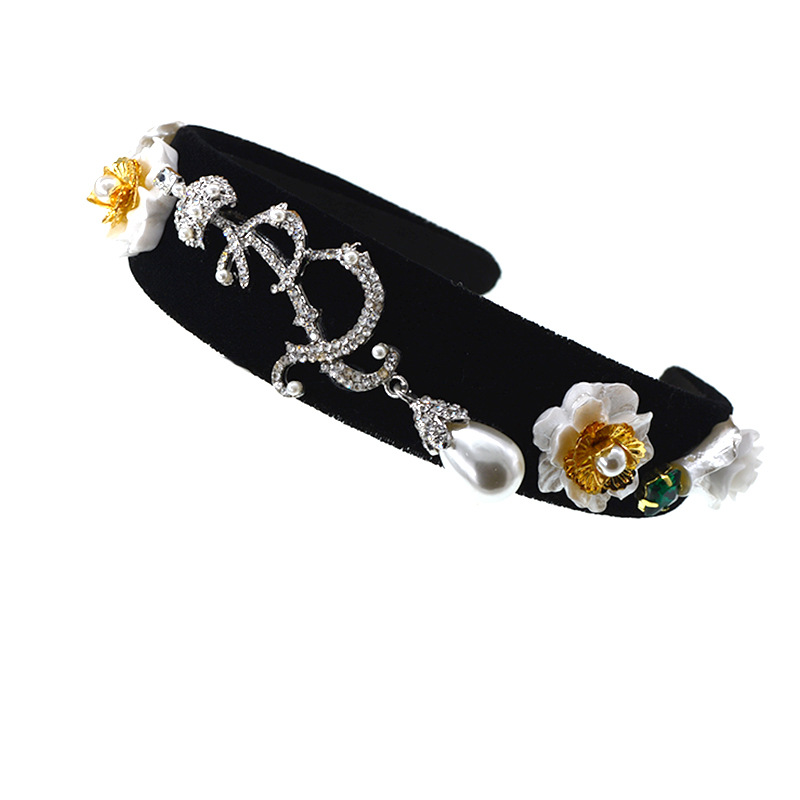 Korean New Fashion Baroque Style Inlaid Color Diamond Wide-side Cheap Headband Wholesale display picture 5