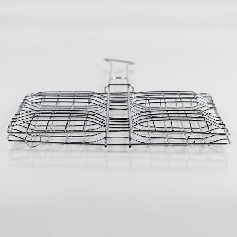 Directo de fábrica de acero inoxidable Red de barbacoa clip de pescado a la parrilla de alambre doble clip de pescado clip de pan Red de barbacoa
