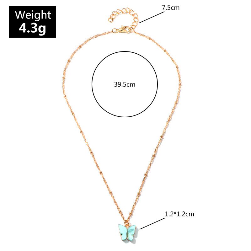 Nz1653 Ornement Ins Europe Et En Amérique Croix Frontière Couleur Acrylique Papillon Collier Haute-profil Figure Doux Clavicule Chaîne display picture 1