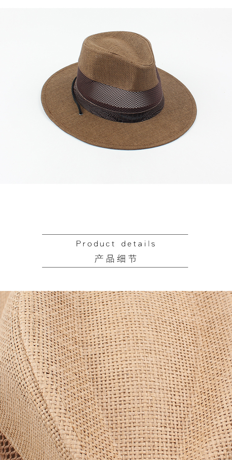 Hat Men's Summer Leisure Sun Hat Middle-aged And Elderly Mesh Breathable Sunscreen Jazz Hat Outdoor Leisure Straw Hat  Wholesale Nihaojewelry display picture 8