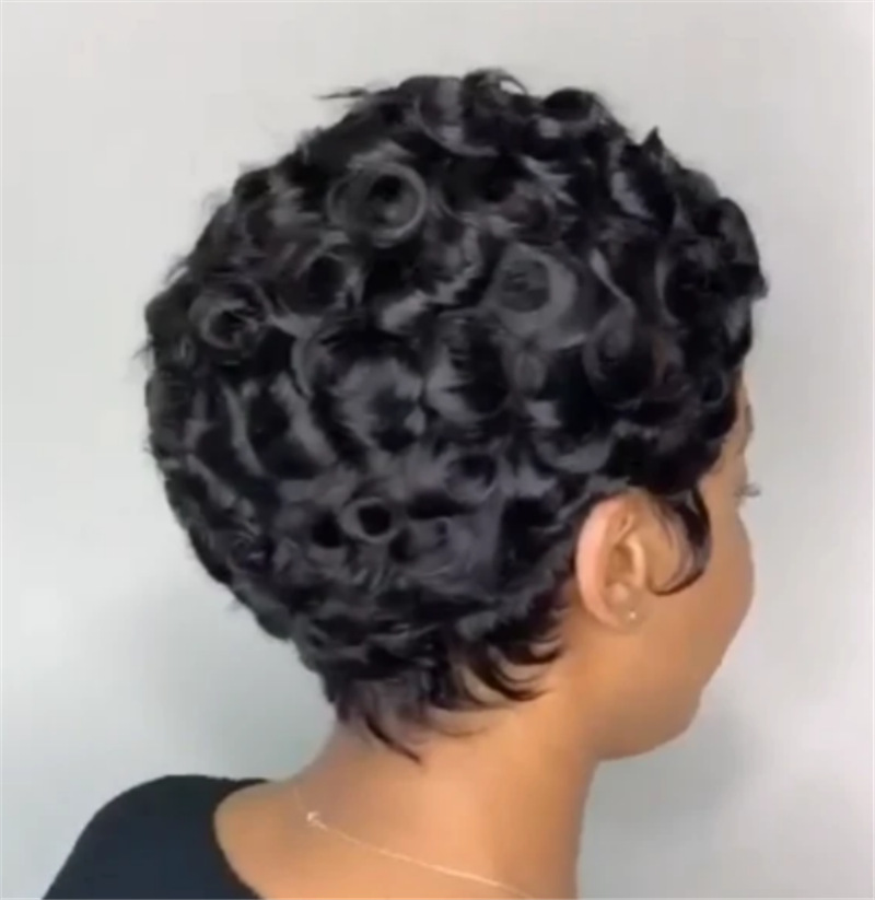 Comercio exterior transfronterizo nueva peluca europea y americana Peluca de Mujer Africana pequeña peluca rizada Peluca de fibra química fábrica al por mayor