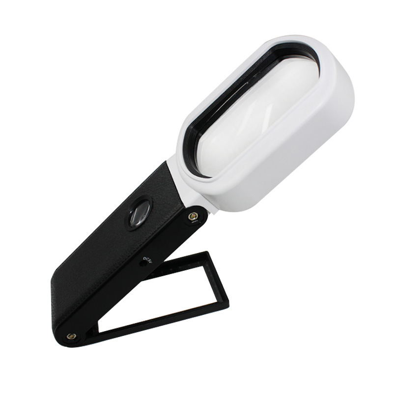 10倍手持带灯台式折叠带LED灯阅读维修高清高倍刻度放大镜7018-FX