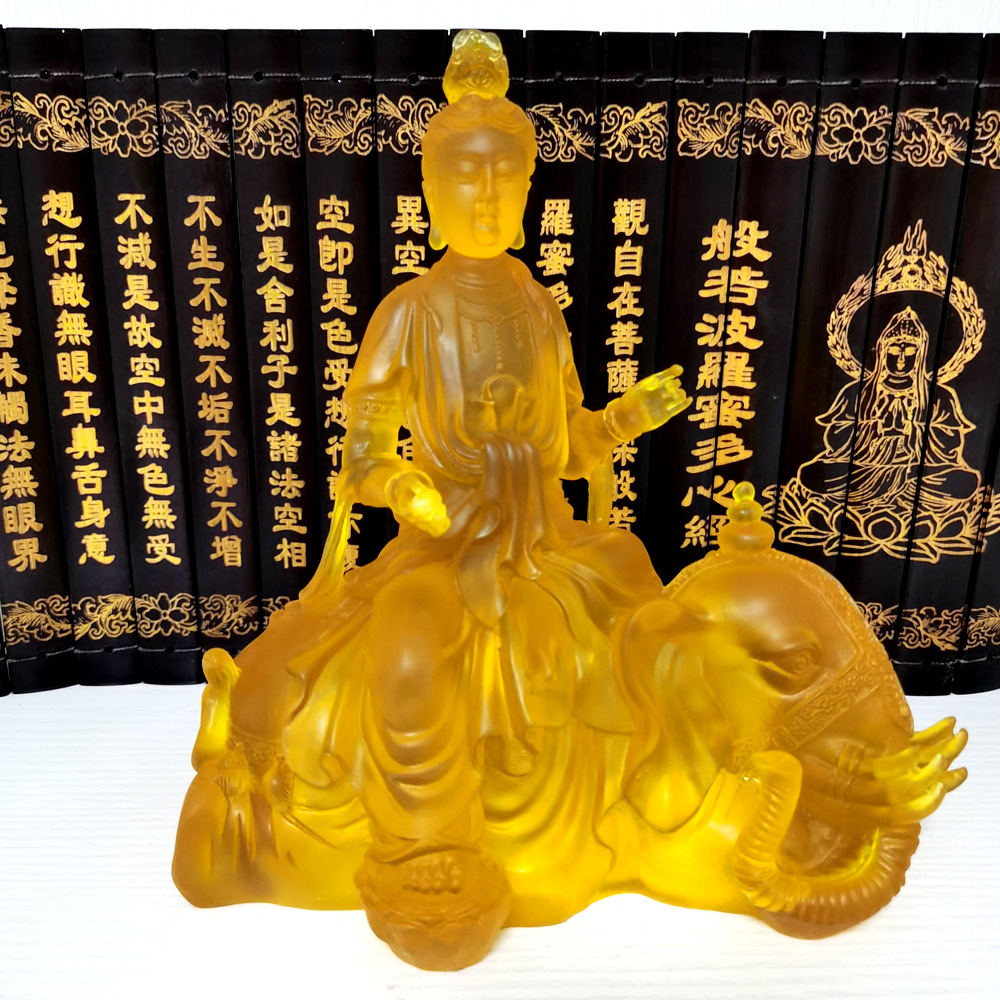 承接寺廟萬佛牆佛堂佛像定制 佛教用品 水琉璃文殊普賢菩薩佛像