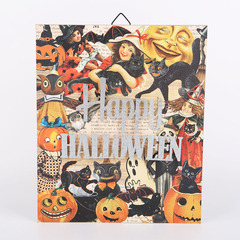 New Halloween Pumpkin Black Cat Pattern Decorative Wooden Board Painting Home Living Room Ghost Festival Decoration Wooden Wall Hanging Wholesale