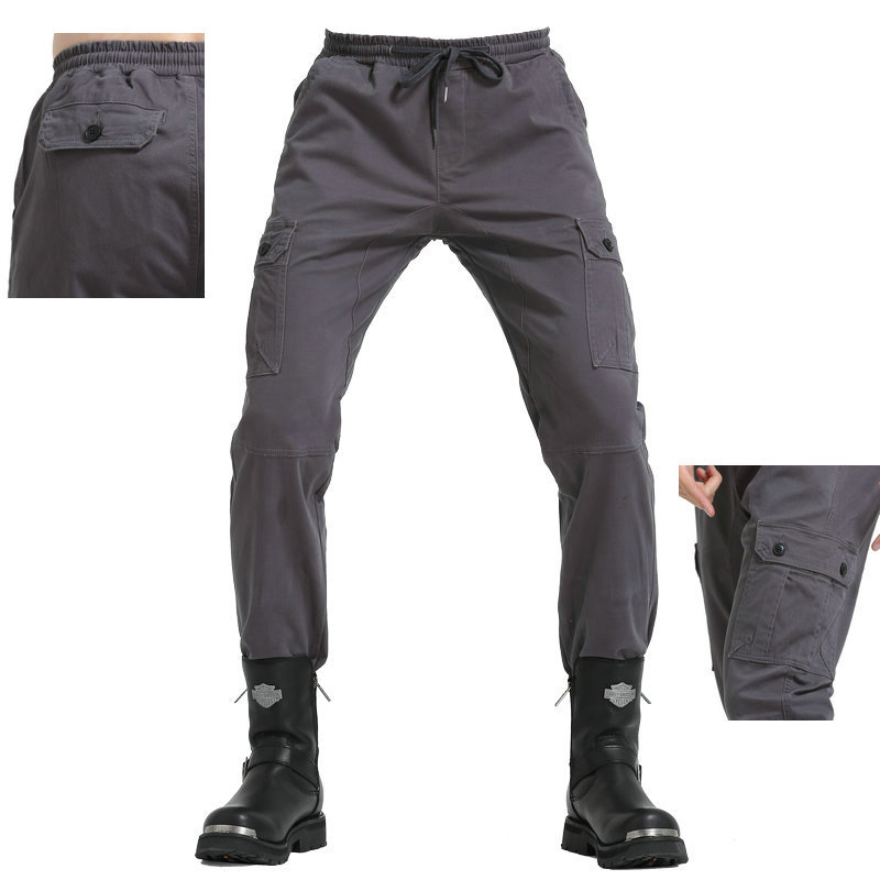 Pantalones atados al tobillo de los hombres del verde del ejército pantalones casuales sueltos de la motocicleta del lazo pantalones de la motocicleta de la moda del Workwear del multi-Bolso de los hombres