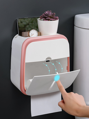 Hole-free double-layer toilet paper holder bathroom supplies toilet paper holder wall-mounted shelf waterproof toilet paper holder