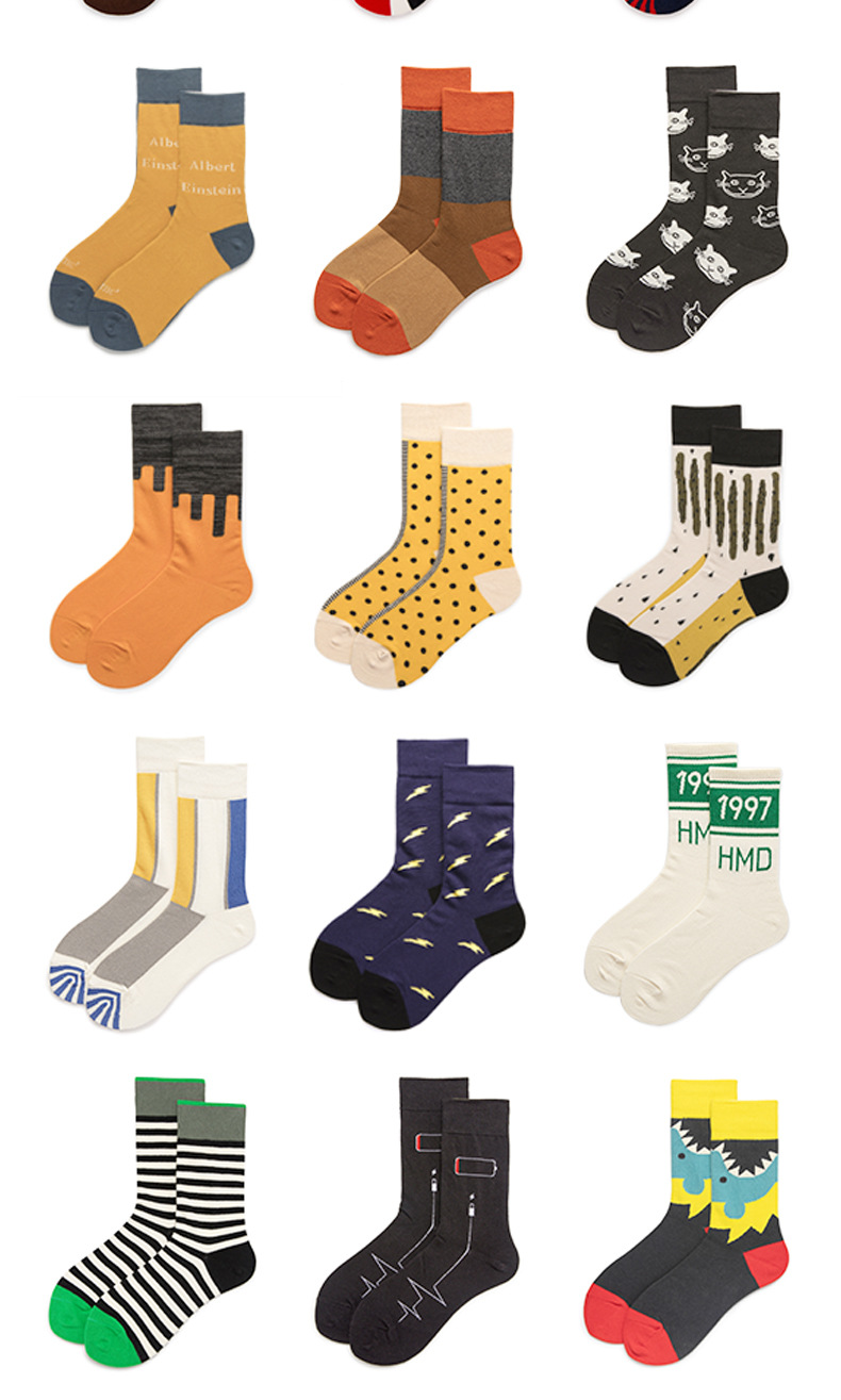 Unisexe De Base Style Japonais Dessin Animé Bande Coton Jacquard Crew Socks Une Paire display picture 4