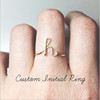 Fashionable golden ring with letters, English, pink gold