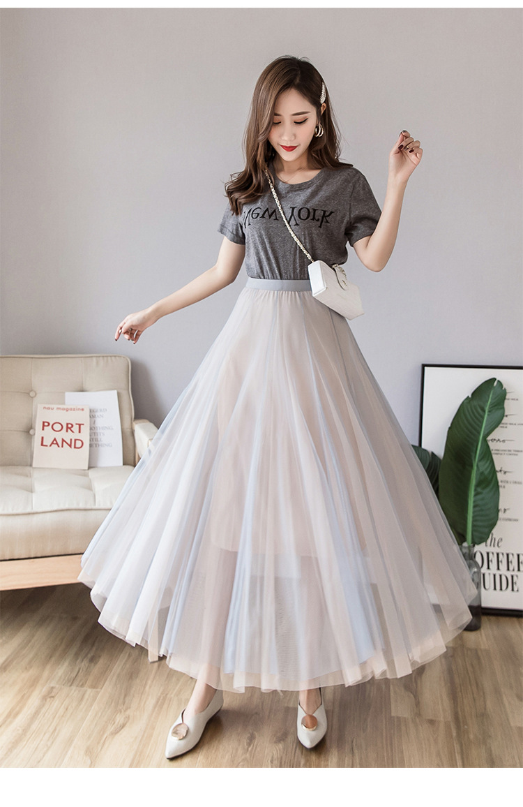 Summer Spring Fashion Solid Color Polyester Maxi Long Dress Skirts display picture 1