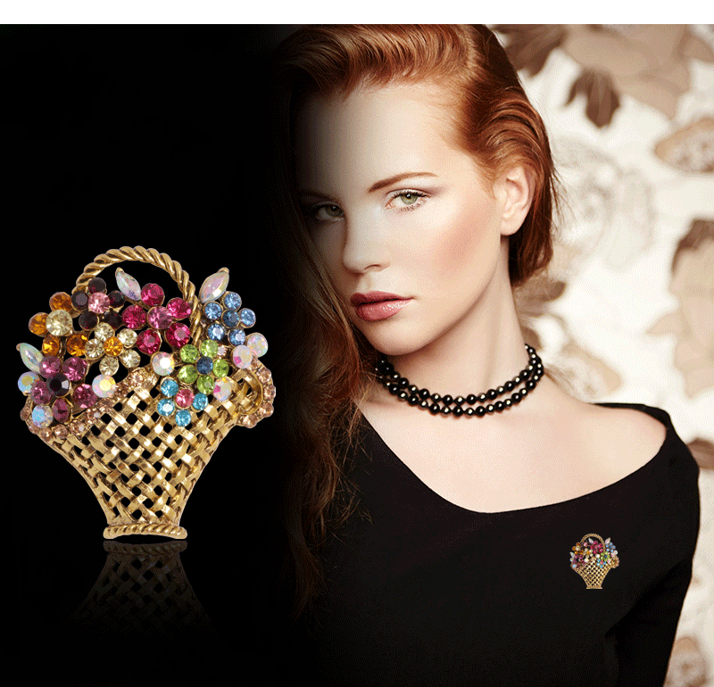 15g Weight Rhinestones Inlay Material Brooches Classification Pin Flower Alloy Inlay Rhinestones Women's Brooches