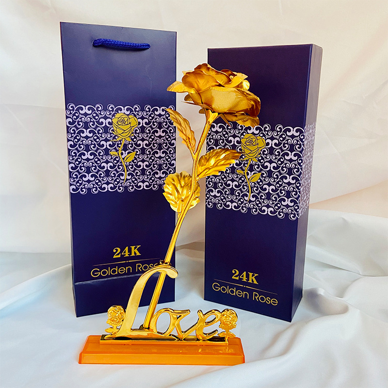 金色花+紫色礼盒+底座