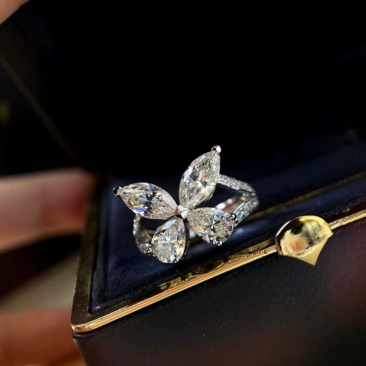 Material, sophisticated universal ring, silver 925 sample, diamond encrusted