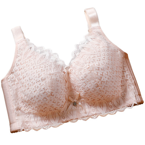 Thai natural latex underwear for fat mm, big breasts, full cup, large size, no steel rims, thin adjustable women's bra