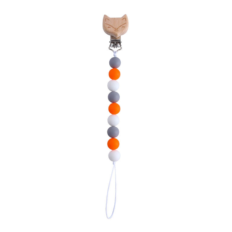 Nueva Beech Fox chupete clip bebé DIY creativo chupete cadena cuentas de silicona de dibujos animados Beech beads Toy teether