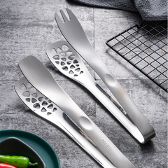 Manufacturer wholesale 304 stainless steel steak tongs with hollow food tongs, thick bread tongs, barbecue tongs, multi-purpose food divider