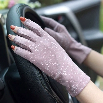 Summer gloves, ultra thin cotton ring, fingerless, UV protection