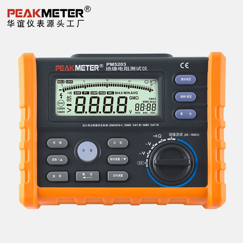 Huayi PEAKMETER Тестер сопротивления изоляции MS5203 Цифровой дисплей Меггер с функцией мультиметра 1000 В
