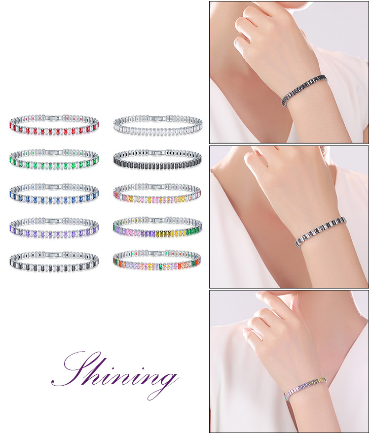 Fashion Square Copper Metal Zircon Bracelets