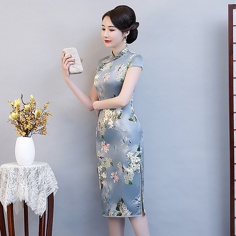  Chinese Dress Qipao for women cheongsam version of mulberry silk dress