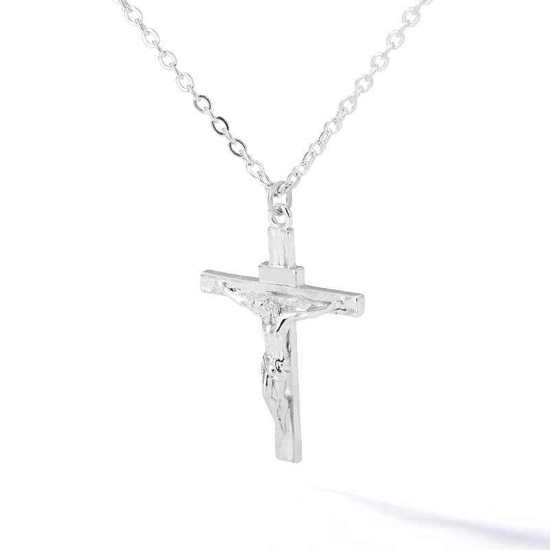 Simple Stainless Steel Jesus Cross Pendant Necklace display picture 6