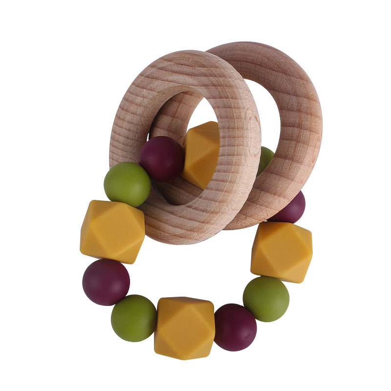 Bebé creativo Beech anillo juguete nuevo octogonal silicona teether pulsera infantil formación teether palo