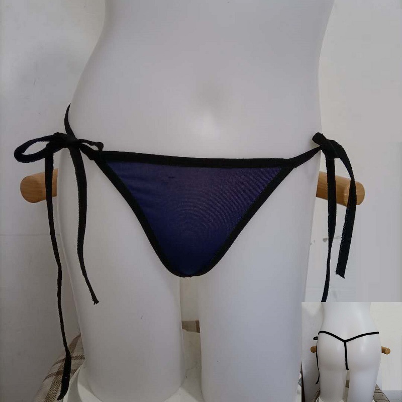 跨境情趣內衣NK48內褲拼色黑色T褲性感系帶綁帶工加大碼情趣內褲