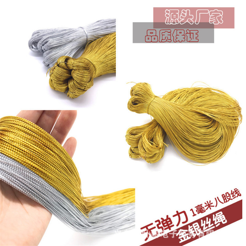 1mm regalo de Navidad de oro y plata Alambre de 8 hilos de siete colores de oro y plata Alambre de impresión de invitación de alambre de oro de color Etiqueta de alambre