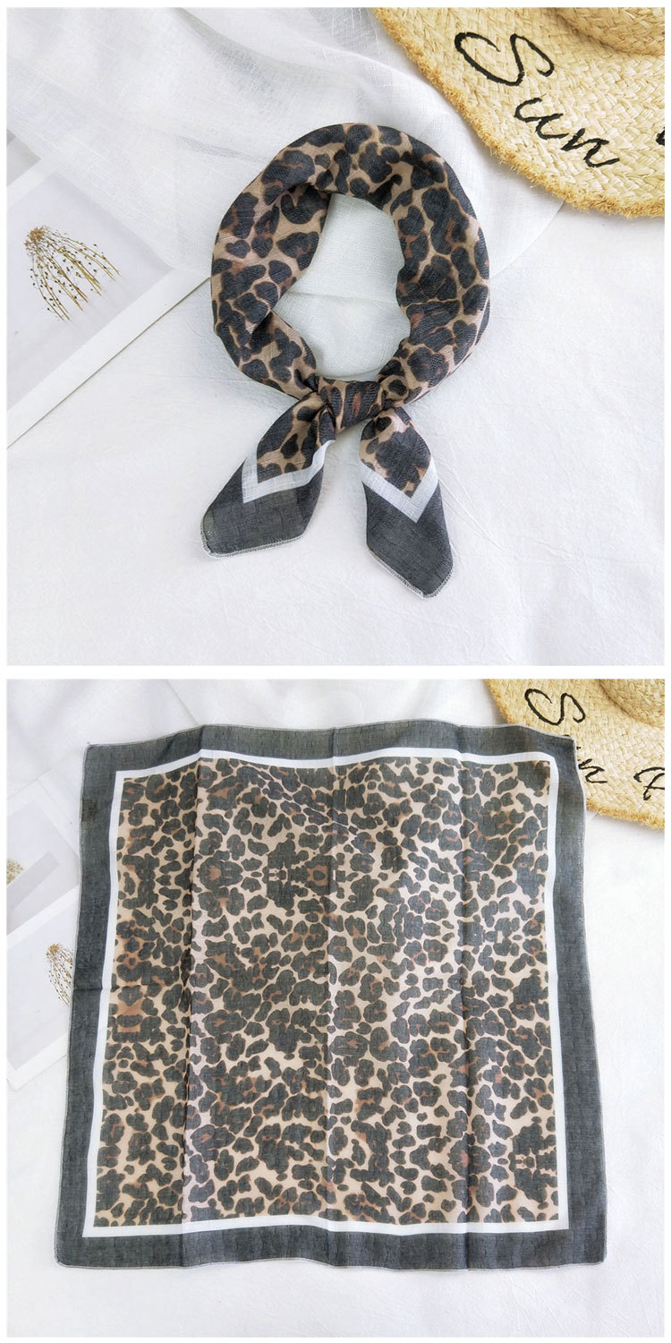 Fashion Leopard Print Cotton Linen Small Square Silk Scarf Wholesale display picture 8