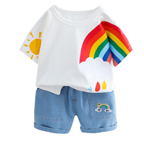 Children's clothing summer 1-3 year old boys cute suit foreign trade baby boy short-sleeved two-piece set baby short-sleeved 0 shorts
