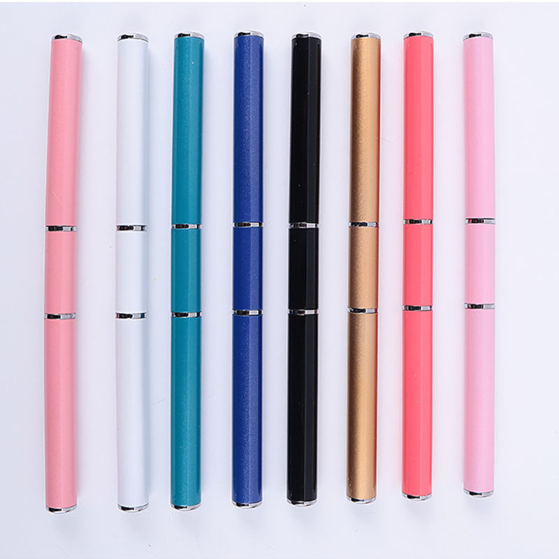 Lápiz de fototerapia de dos cabezas de uñas de acero inoxidable con color de pegamento en relieve varilla multifuncional de lápiz de uñas multicolor