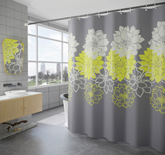 Factory Direct Supply Home Bathroom Curtain Peony Pattern Thick Waterproof Polyester Fabric Wholesale