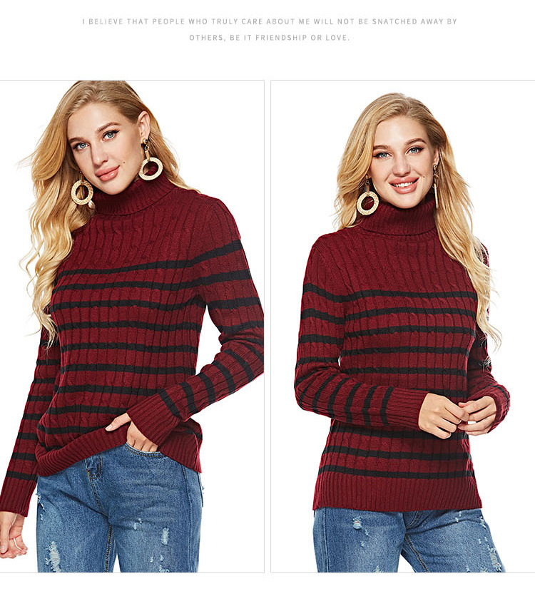 autumn and winter new slim pullover knit bottoming shirt striped turtleneck knitted sweater NSYH7154