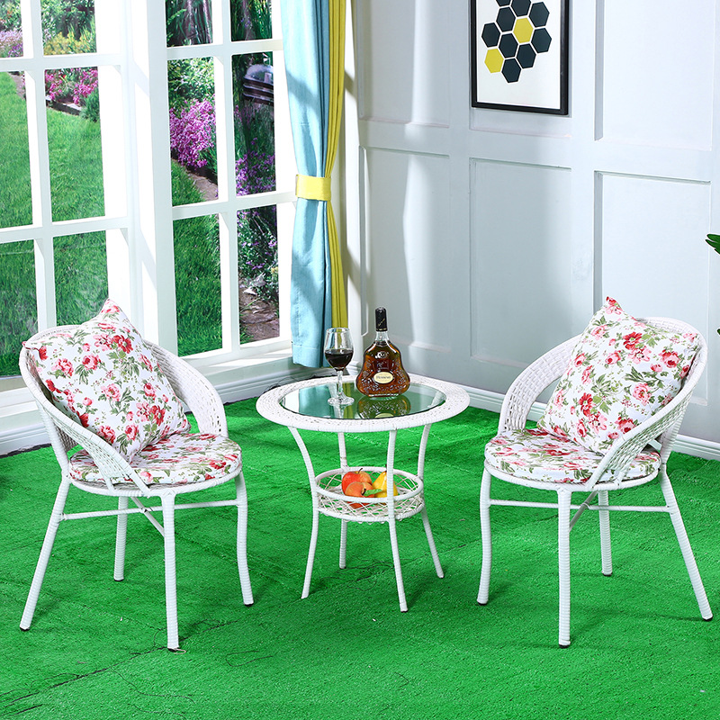 阳台户外藤椅三件套家具藤编桌椅组合单人简约庭院休闲仿滕小椅子|ru