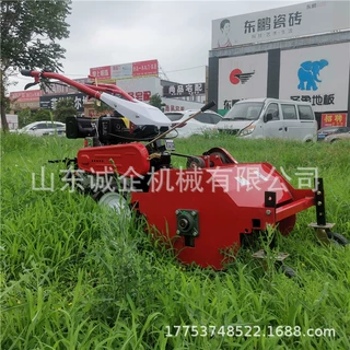 厂家批发四轮小型手扶式农用灭草碎草机 锰钢锯齿刃甩刀式除草机