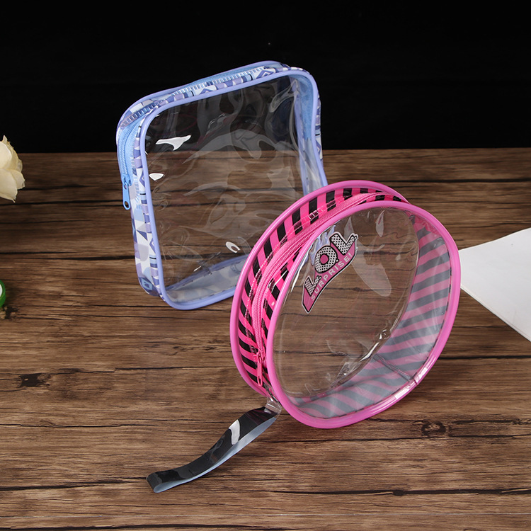 PVC洗漱包装袋透明立体塑料手提袋PVC化妆品拉链包装袋子