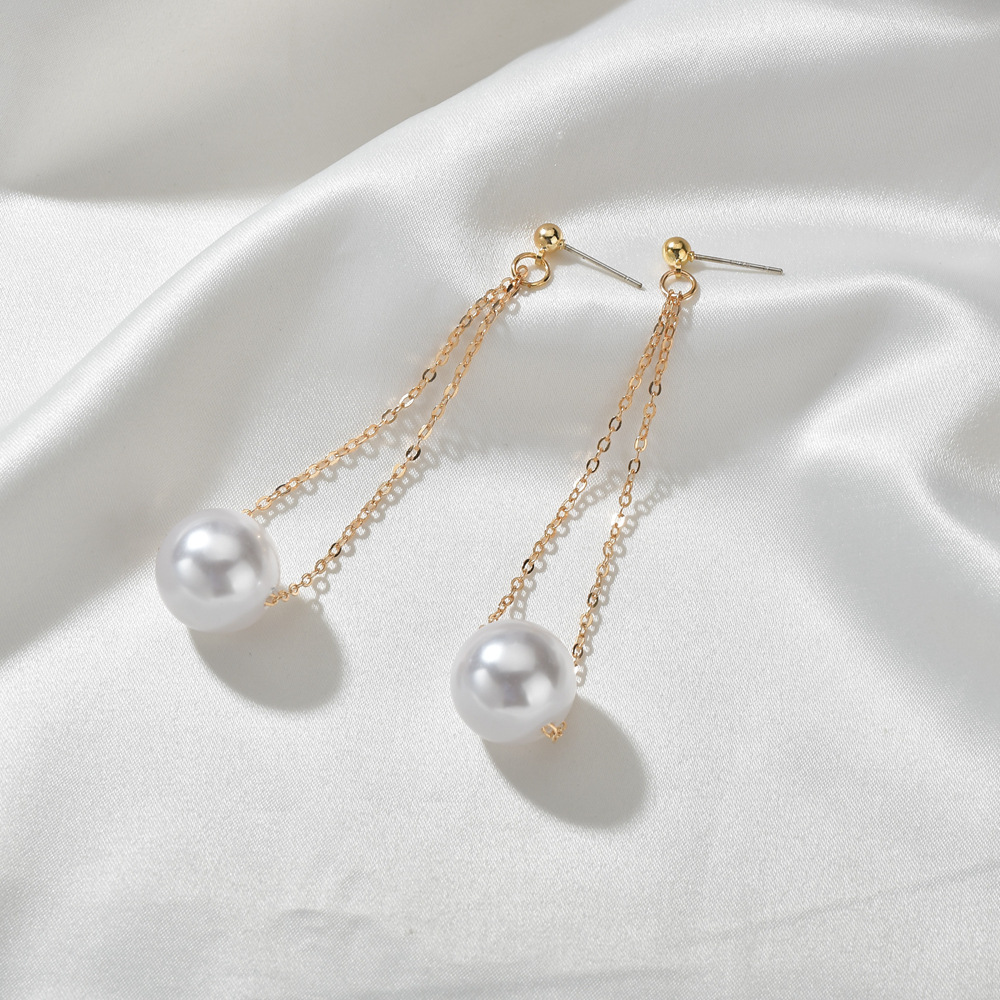 Simple  New Long Pearl Design Earrings Wholesale display picture 2