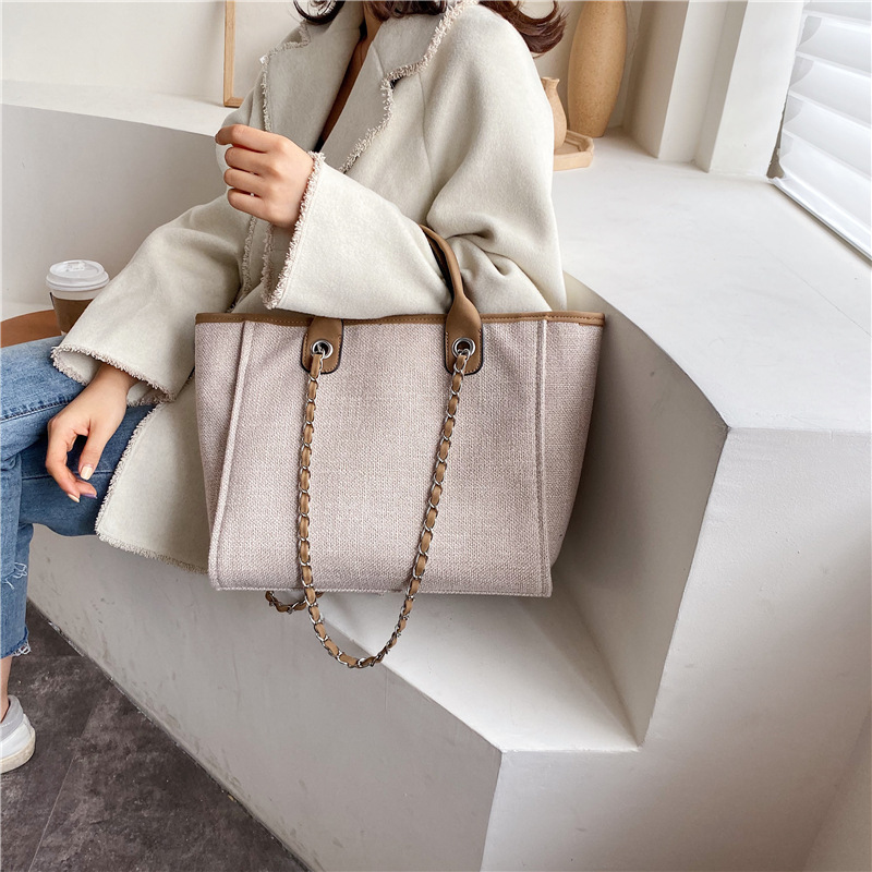 Simple Canvas Bag Women Handbag Chain Bag Shoulder Bag