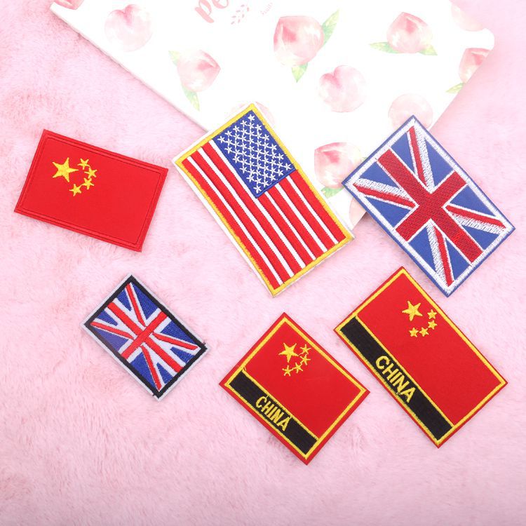 DIY多国国旗徽章刺绣布贴服装辅料包包补丁贴熨烫贴