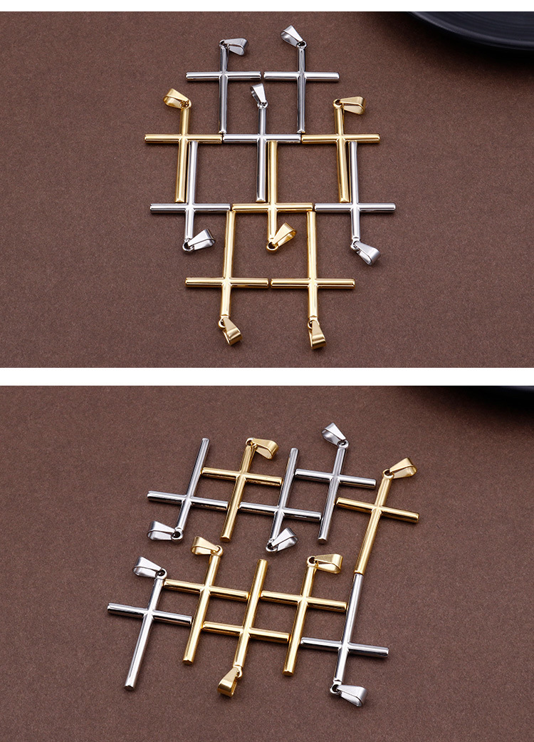 1 Piece Quantity Titanium Steel Material 1 Piece Titanium Steel 18K Gold Plated Cross Polished Pendant