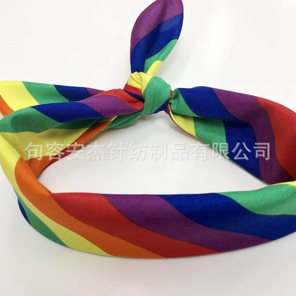 Color Sbaned Square Rainbow Hip-Hop Turban Hair Circle