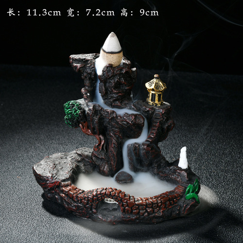 High Mountain and Flowing Water Inverted Aroma Ceramic Incense Burner with Smoking Home Decor Creative Aroma Ornament Resin Craft