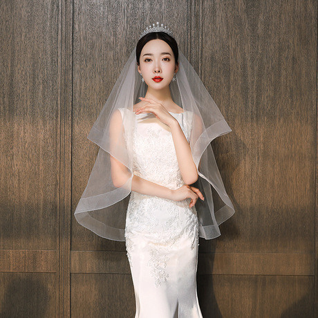 Photographic veil bridal wedding dress waist-length veil wedding wide-brimmed veil wedding shop genuine factory direct sales Photographic veil bridal wedding dress waist-length veil wedding wide-brimmed veil wedding shop genuine factory direct sales