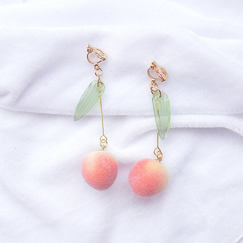 Flocking Material Cute Sweet Peach Earrings