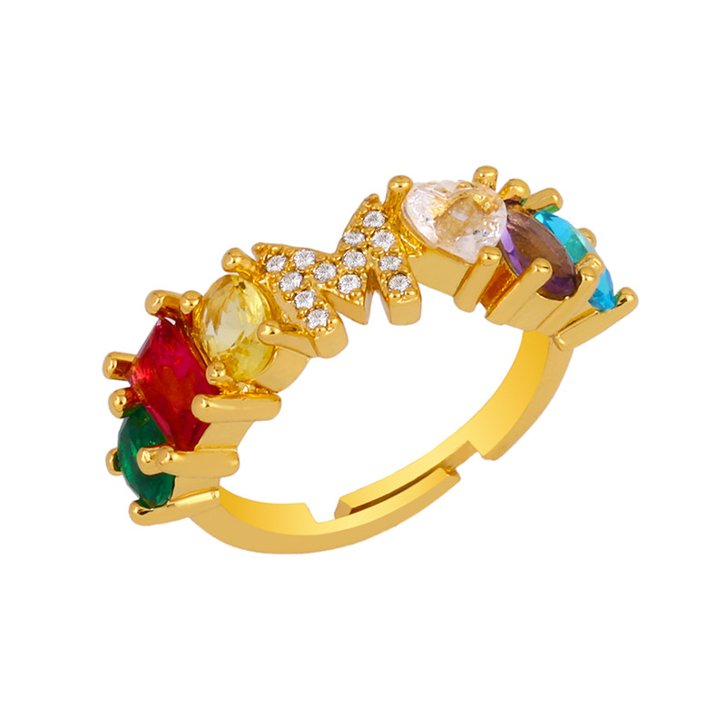 12g Weight 18K Gold Plated Plating Material Artificial Gemstones Inlay Material Birthday Occasion Copper Material Letter Pattern Women'S Gender Plating Design Fashion Style Fashion Letter Copper 18k Gold Plated Artificial Gemstones In Bulk 14