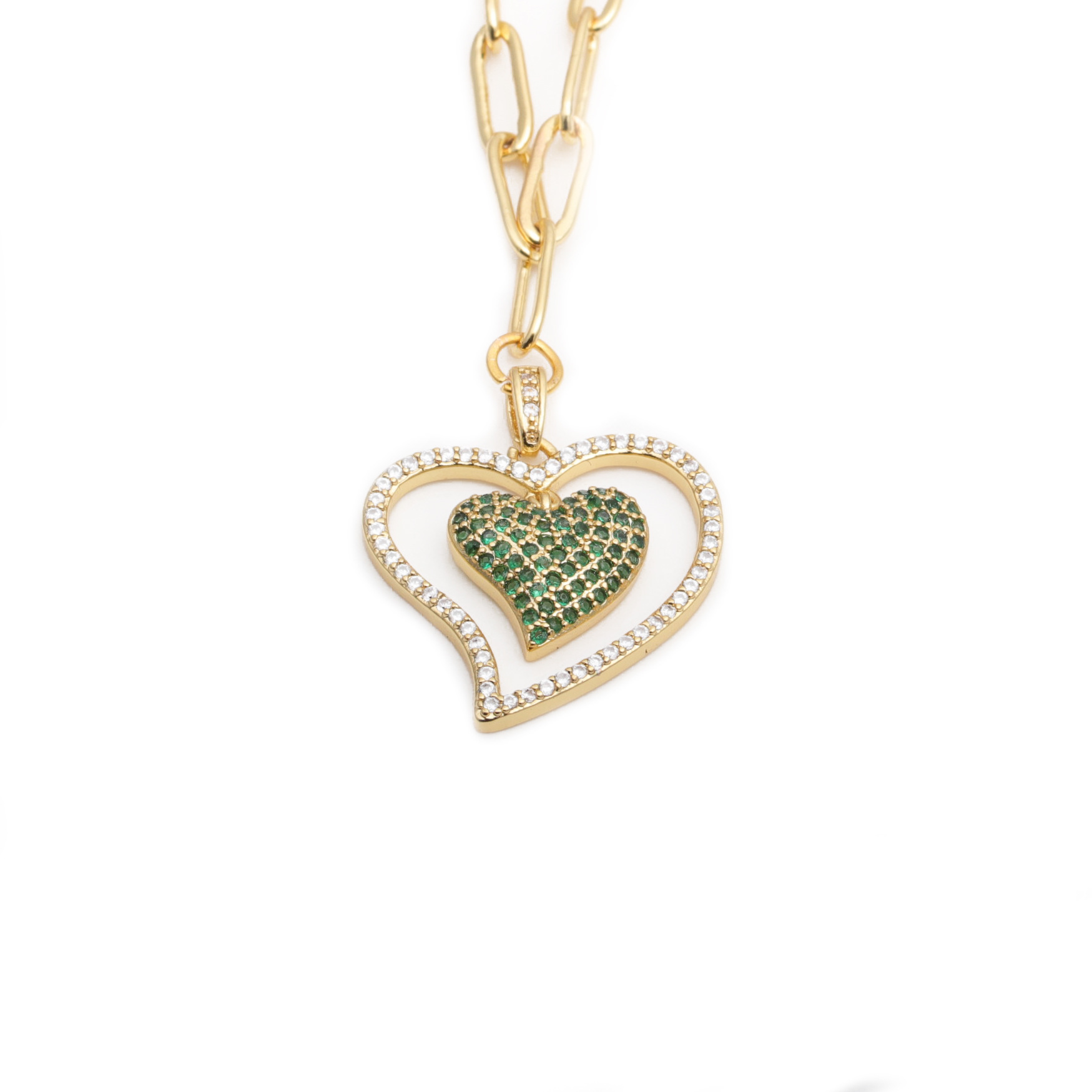 hiphop microinlaid zircon heart necklacepicture2