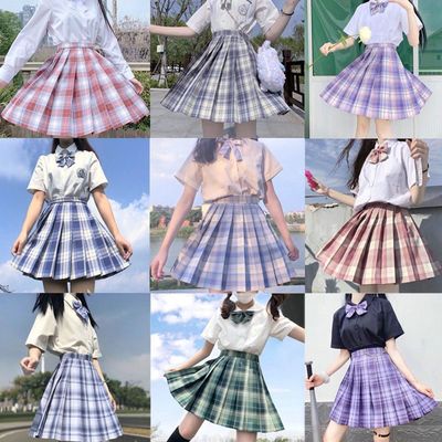Japanese JK lattice skirt student JK uniforms set gentle girls high school sailor suit pleated skirt stage performance cosplay dresses