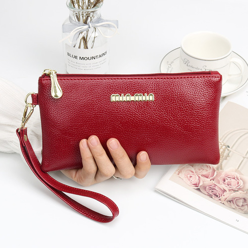 Fashion new women's clutch long wallet litchi pattern soft touch mobile phone bag coin purse women's small bag